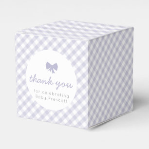 Lila Gingham Baby Dusche Gefälligkeitsbox Geschenkschachtel