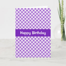 Lila Gingham Birthday Card Karte