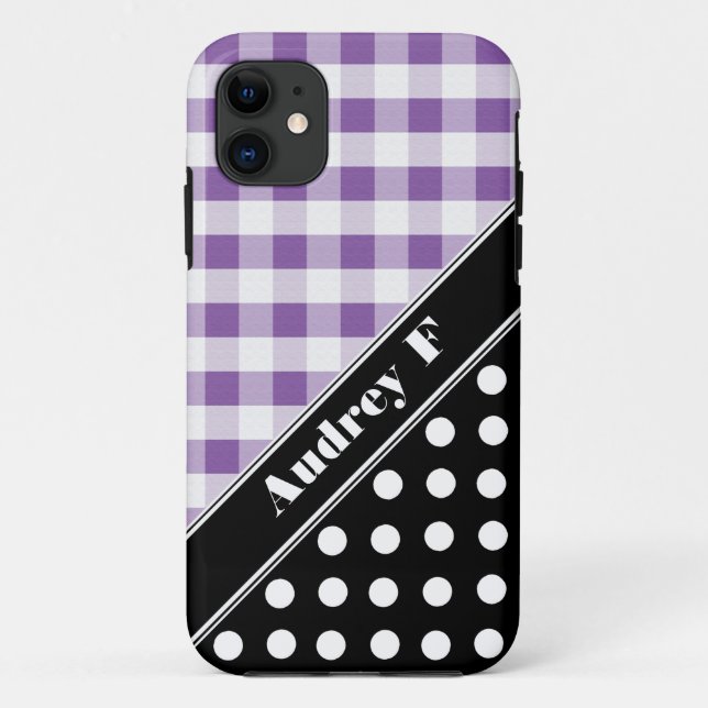 Lila Gingham Black Polka Dot iPhone 5 Fall Case-Mate iPhone Hülle (Rückseite)
