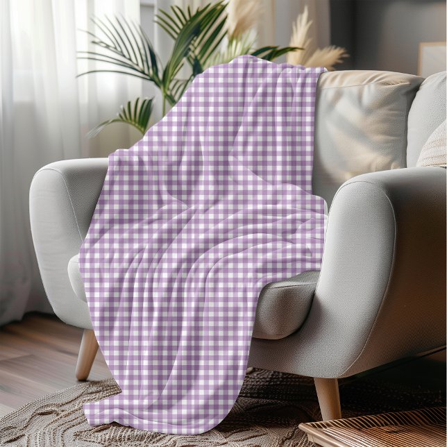 Lila Gingham Checked Cosy Cotattcore Style Fleecedecke (Von Creator hochgeladen)