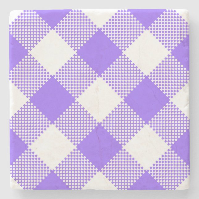 Lila Gingham Checked Square Untersetzer (Vorderseite)
