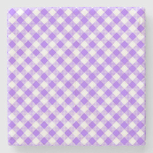 Lila Gingham Checked Square Untersetzer