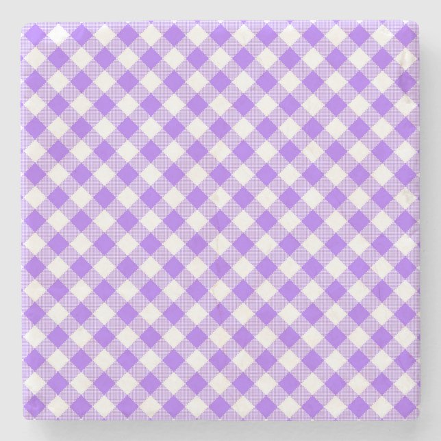 Lila Gingham Checked Square Untersetzer (Vorderseite)