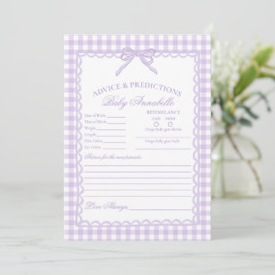 Lila Gingham Coquette Schleife Rat für Baby Karte