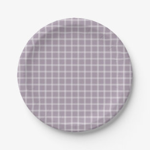 Lila Gingham Gender Neutral Baby Dusche Pappteller