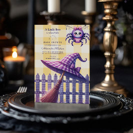 Lila Gingham Halloween Baby Dusche Einladung