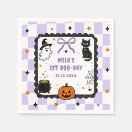 Lila Gingham Halloween Geburtstagsfeier Serviette