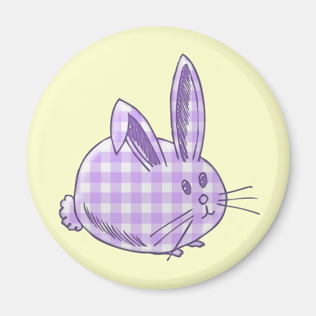 lila Gingham-Hase Magnet (Vorne)