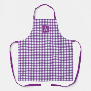 Lila Gingham Kariert Tartan Modern Monogram Schürze
