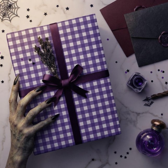 Lila Gingham-Karo-Karo Geschenkpapier (Von Creator hochgeladen)