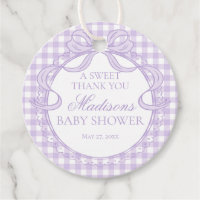 Lila Gingham Kokette Bogen Babyparty Kreis