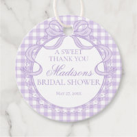Lila Gingham Kokette Bogen Brautparty Kreis