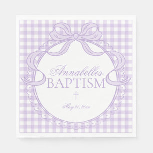 Lila Gingham Kokette Bogen Tauf Tischdekoration Serviette