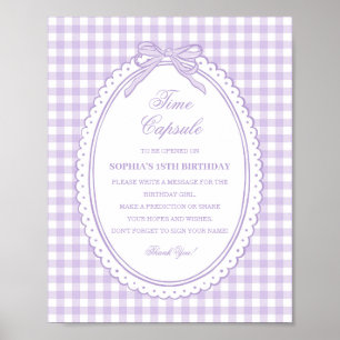 Lila Gingham Kokette Bogen Zeitkapsel Spiel Poster