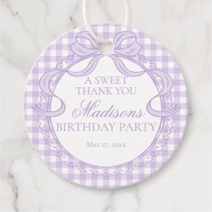 Lila Gingham Kokette Schleife Geburtstagsfeier Kre Geschenkanhänger