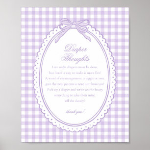 Lila Gingham Kokette Schleife Windel Gedanken Baby Poster