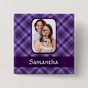 Lila Gingham-Muster Button