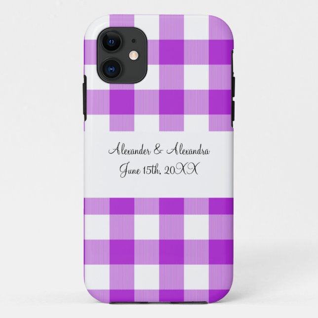 Lila Gingham-Muster-Gastgeschenke Hochzeiten Case-Mate iPhone Hülle (Rückseite)