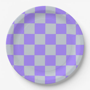 Lila Gingham-Muster Pappteller