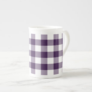 Lila Gingham-Muster Prozellantasse