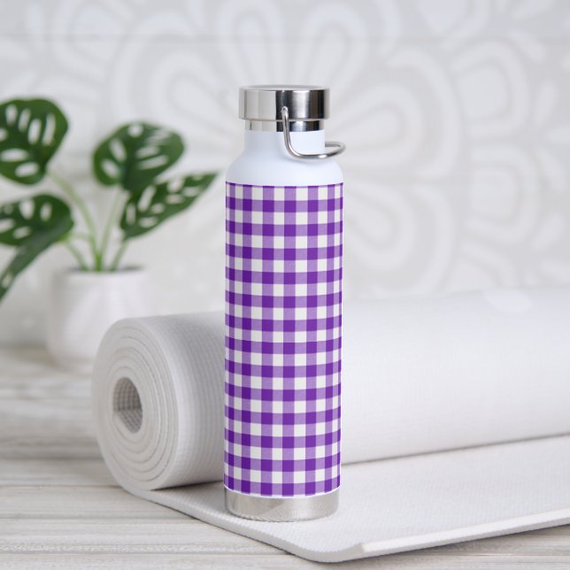 Lila Gingham-Muster Trinkflasche (Yoga)