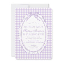 Lila Gingham-Schmachtlappen-Schleifen-Geburtstagsf