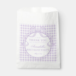 Lila Gingham-Schmetterlings-Schleifen-Geburtstagsf Geschenktütchen
