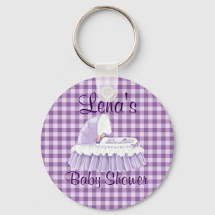 Lila Gingham Vintage-Baby-Babyside-Taschenanhänger Schlüsselanhänger