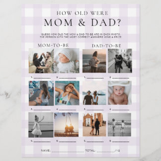 Lila Gingham Wie alt waren Mama und Papa Foto-Spie Flyer