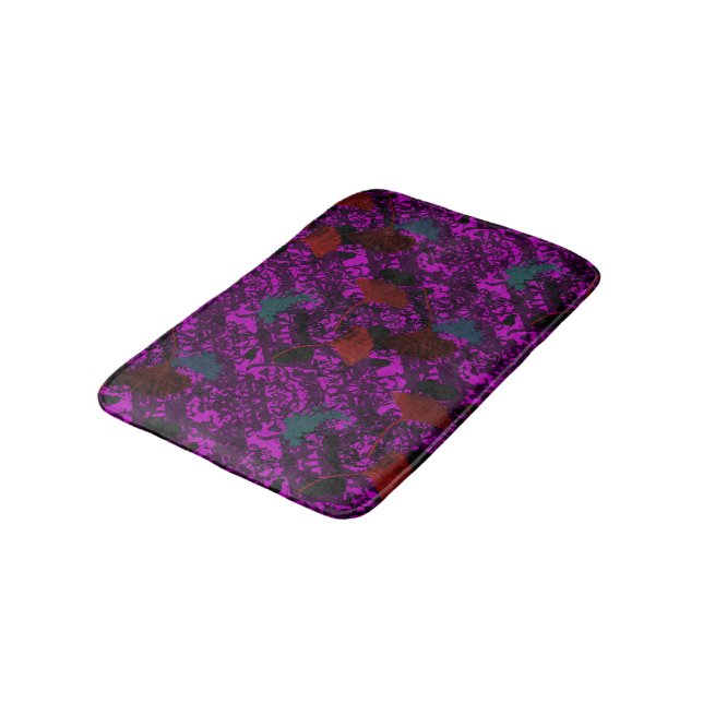 Lila Ginkgo Grunge Bath Mat Badematte (Schrägansicht)