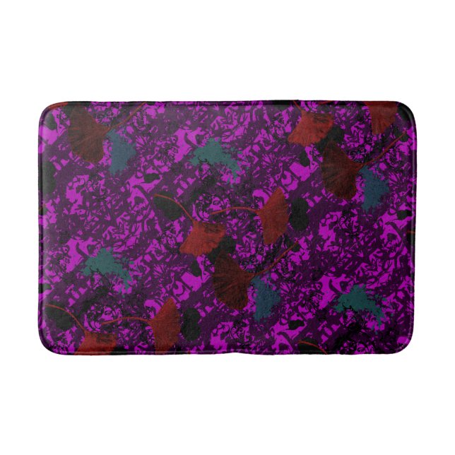 Lila Ginkgo Grunge Bath Mat Badematte (Vorderseite)