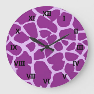 Lila Giraffe Art Große Wanduhr