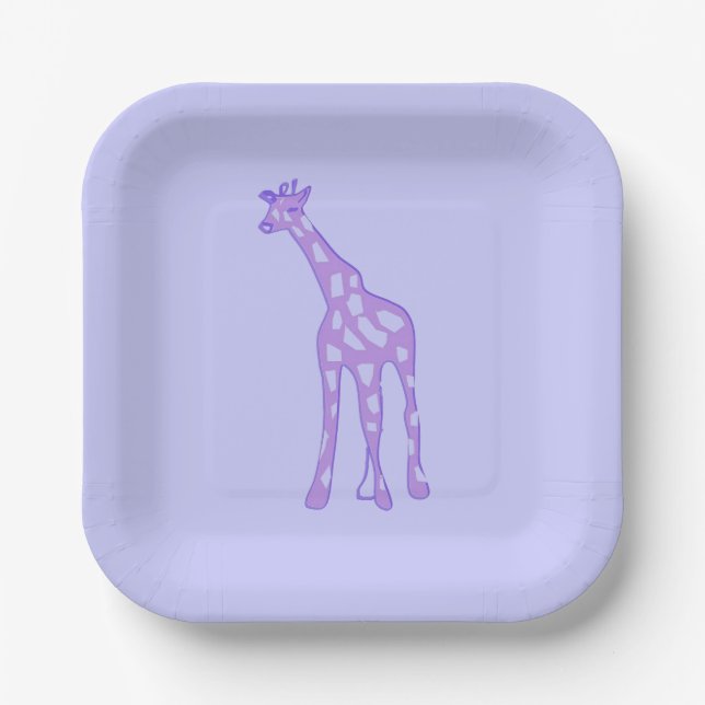 lila Giraffe Pappteller (Vorderseite)