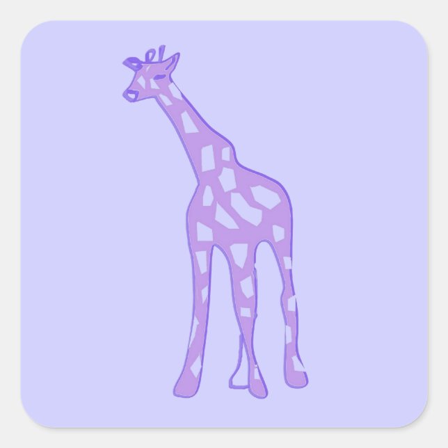 lila Giraffe Quadratischer Aufkleber (Vorderseite)