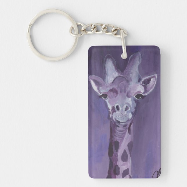 Lila Giraffe Schlüsselanhänger (Vorderseite)