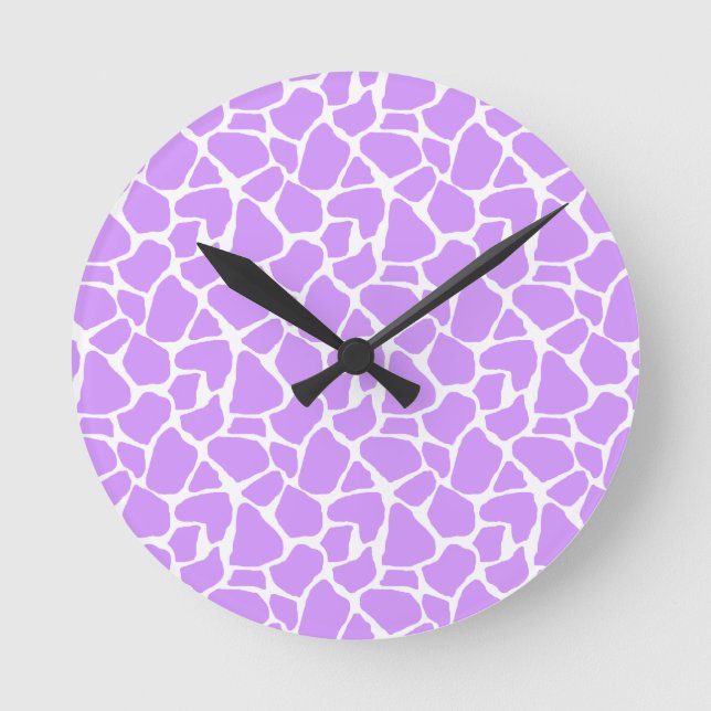 Lila Giraffenmuster Runde Wanduhr (Vorderseite)
