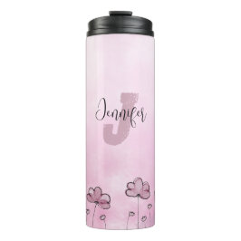 Lila, Girl-Floral-Monogramm, rosa Thermosbecher