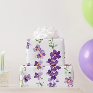 Lila Girlanden-Orchidee Elegante Florale Botanik Geschenkpapier