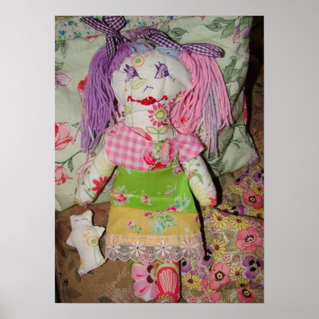 Lila Girls Room Rag Doll bunt Toy Poster (Vorne)