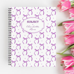 Lila Girly Coquette Bows SpiralNotebook Notizbuch