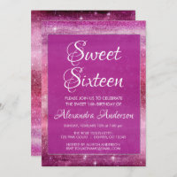 Lila Girly Glitzer Sparkle Sweet 16 Geburtstag