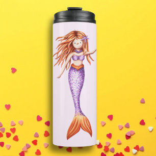 Lila Girly Mermaid Thermosbecher
