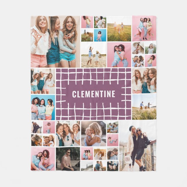 Lila Gitter 34 Foto modern minimalistisch stilvoll Fleecedecke (Vorderseite)