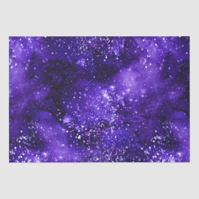 Lila Glam Galaxy Glitter Funkel Design Seidenpapier (Vorderseite)