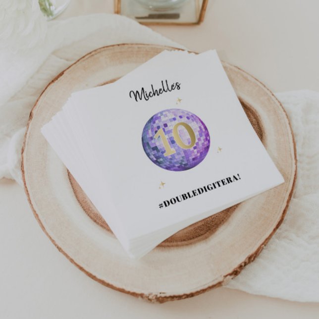 Lila Glam in meiner zweistelligen Ära 10. Geburtst Serviette (Von Creator hochgeladen)