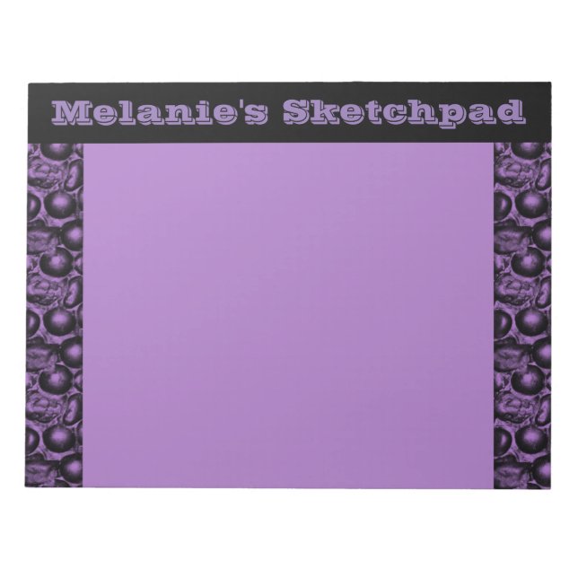 Lila Glam Pebbled Sketch Pad Notizblock (Vorderseite)