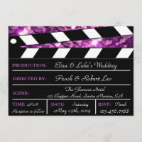 Lila Glamour Clapper Board Einladung