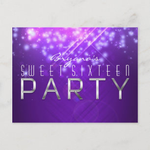 Lila Glamour Club Vibe PARTY Postkarte