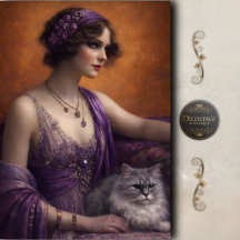 Lila Glamour Frau Katze Dekupage