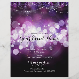 Lila Glanz Lichter Glam Party Event Flyer